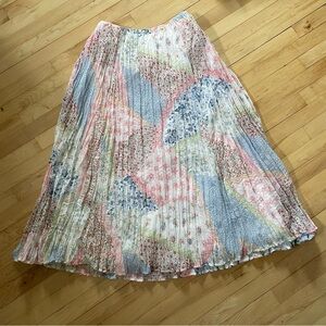vintage patchwork pleated lined midi skirt
